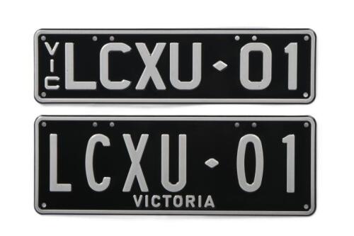 LC XU-01: A set of black and white Victorian number plates - 'LCXU-01'. With rights to display
