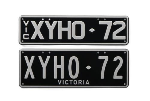 XY HO: A set of black and white Victorian number plates - 'XYHO - 72'. With rights to display