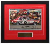 TORANA: A colour image of the third placed HDT Torana XU-1 from Bathurst 1973 as raced by Colin Bond and Leo Geoghegan. Image signed by Colin Bond & Leo Geoghegan