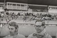 SANDOWN 250: A large black and white photograph of the winner and class winners from 1970&nbsp;Sandown 250. Picture signed by Bond , Moffat & Norm Beechey - 2