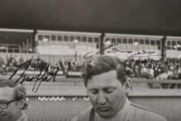 SANDOWN 250: A large black and white photograph of the winner and class winners from 1970&nbsp;Sandown 250. Picture signed by Bond , Moffat & Norm Beechey - 3