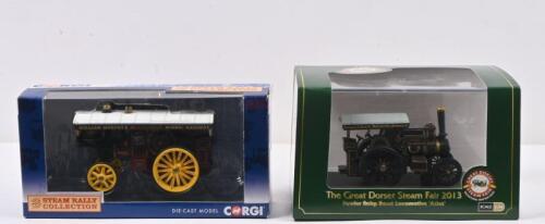 STEAM: Two steam related scale models. CORGI Burrell Showmans&nbsp;'William V' in burgundy 'WILLIAM MURPHY'S SCENIC RAILWAY' livery (DG125026) & OXFORD Fowler B6 Road Locomotive in 'NORMAN E BOX' livery