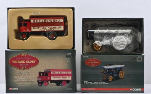 STEAM: Two&nbsp;Limited Edition 1/50 scale CORGI models. SENTINEL STEAM WAGON&nbsp;in SHEPHERD NEAME & Burrell Showmans - Anderton and Rowlands 'GT Tuby & Sons Grand Scenic Railway (Ex Mayor) blue (CC20508) liveried models