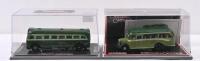 ENGLISH BUSES: Two 1:76 scale model buses by CORGI. Bedford OB Coach in two-tone green 'Southdown Motor Services' livery, numbered '0985' of 6,800 produced