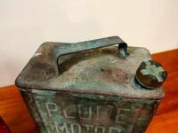 PLUME: Two early 2-gallon tins, one branded Plume Motor Spirit - 2