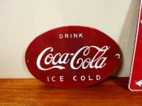 SIGNS: A 'Coke' oval enamel sign together with a &lsquo;NO STOPPING&rsquo; tin sign - 2