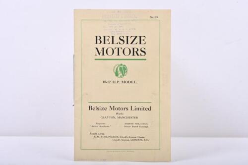 Belsize: An Original 1911 Belsize Motors 10-12 H.P. Model. (No. 219)