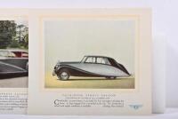 BENTLEY: A collection of five 1950's colour, black white plates on white card depicting 'Drophead Foursome Coupe', 'Four-Door Sports Saloon', 'Two-Door Sports Saloon' Bentley models - 4
