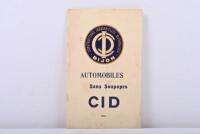 CID: A 1912 CID (Constructions Industrielles Dijonnaises) AUTOMOBILES - Sans Soupapes model range brochure