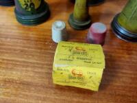 GARAGENALIA: A collection of garagenalia including oil bottle pourers, funnels, jug and Golden Fleece role of unused grease tickets from 'F.C Greenway Leichhardt' - 2