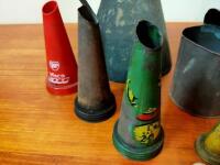 GARAGENALIA: A collection of garagenalia including oil bottle pourers, funnels, jug and Golden Fleece role of unused grease tickets from 'F.C Greenway Leichhardt' - 3