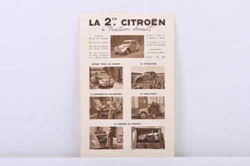 CITROEN: An original 1949 'LA 2 CV. CITROEN a Traction Avant' four page sales brochure