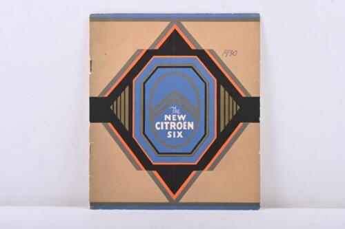 62 · CITROEN: An original 1930 'The NEW CITROEN SIX' sales brochure issued by CITROEN CARS LTD, Sydney. With Price List & Business Card