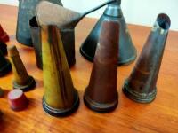 GARAGENALIA: A collection of garagenalia including oil bottle pourers, funnels, jug and Golden Fleece role of unused grease tickets from 'F.C Greenway Leichhardt' - 4