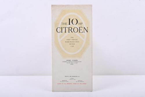 CITROEN: An original and early 'THE 10 HP CITROEN' fold out sales brochure