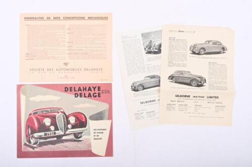 DELAHAYE: An original 1951 'DELAHAYE DELAGE GFA' four page colour sales brochure