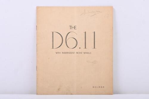 DELAGE: An original 'DELAGE - THE D6.11 WITH INDEPENDENT FRONT WHEELS' sales brochure