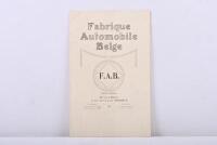 F.A.B.: A 1913 F.A.B. (Fabrique Automobile Belge) fold out sales brochure