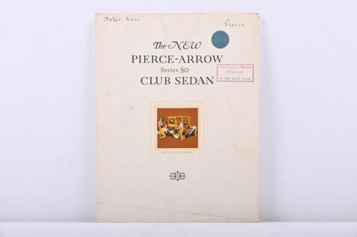 PIERCE-ARROW: A circa 1927 'The NEW PIERCE-ARROW Series 80 - CLUB SEDAN' four page sales brochure