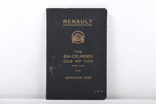 Renault: An Original 'Renault - The Six-Cylinder 26.9 Hp Car (Type M.G.) Instruction Book (I.B. 59)