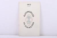 TH.SCHNEIDER: A collection of publications related to TH. SCHNEIDER. 1913 'TH. SCHNEIDER MOTORS' model range sales brochure, SCHNEIDER racing success sheet & related articles - 5