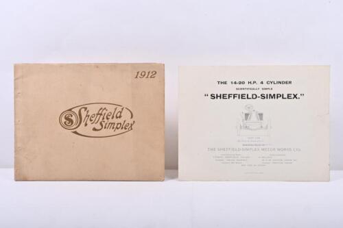 228 · SHEFFIELD: A Sheffield Simplex range brochure for 1912. Separate 'THE 14-20 H.P. 4 CYLINDER SCIENTIFICALLY SIMPLE "SHEFFIELD-SIMPLEX" four page brochure