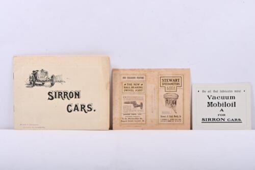 234 · SIRRON CARS: A CIRCA 1911 'SIRRON CARS' sales brochure