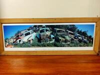 HOLDEN: A large framed panoramic Australiana image of the 'Secret Holden Graveyard'