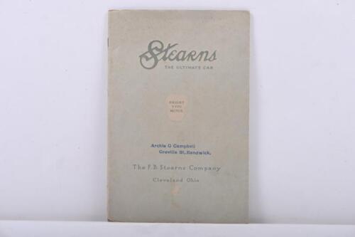 STEARNS-KNIGHT: An original 1912 Stearns - 'THE ULTIMATE CAR', KNIGHT TYPE MOTOR model range catalogue