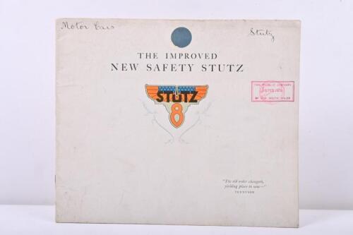 STUTZ: An original 'The Improved New Safety Stutz' sales brochure. Circa 1928