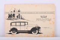 TALBOT: A circa 1930's&nbsp;&nbsp;'THE INVINCIBLE&nbsp;TALBOT' model range brochure. As issued by 'BUCKLE MOTORS LTD, Sydney, etc ...' sole agents for New South Wales