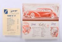 TALBOT: A 1950 TALBOT LAGO BABY 15 sales brochure. With 1950 S.Berger et FILS Price List - 2