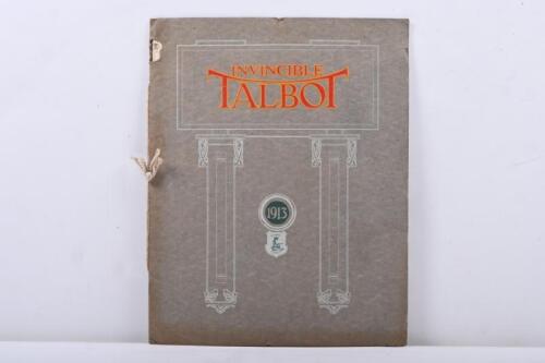 255 · TALBOT: A 1913 'INVINCIBLE TALBOT' model catalogue. Talbot Racing Successes