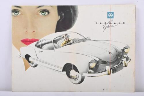 VOLKSWAGEN: An original circa 1950's Volkswagen KARMANN Ghia sales brochure for coupe and cabriolet models