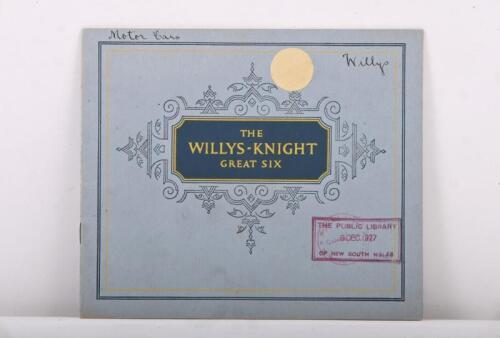 WILLYS KNIGHT: A 1927 'THE WILLYS KNIGHT GREAT SIX' model range sales brochure