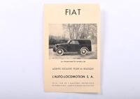 FIAT: A circa 1940's FIAT LA FOURGONNETTE MODELE 500 single sheet, double sided leaflet