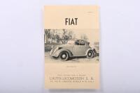 FIAT: A January 1948 FIAT Berline Modele&nbsp;500 single sheet, double sided leaflet