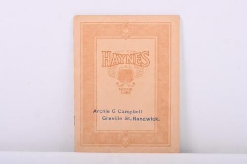 HAYNES: An original, small format 'HAYNES MOTOR CARS' brochure