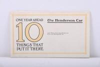 HENDERSON: A 1913 'The Henderson Car' sales brochure