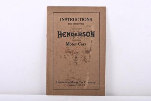 Henderson: A 1913 'Instructions For Operating Henderson Motor Cars' Book