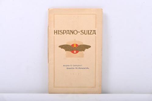 HISPANO-SUIZA: An Hispano Suiza Sales brochure. 1912