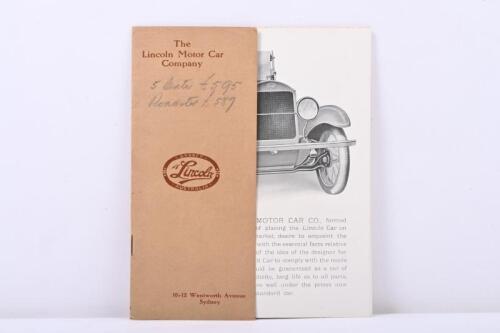 LINCOLN: A rare Australian sales brochure for The Lincoln Motor Car Company. Circa 1919