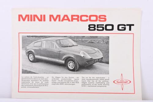 MARCOS: A MINI MARCOS 850 GT four page black and white brochure
