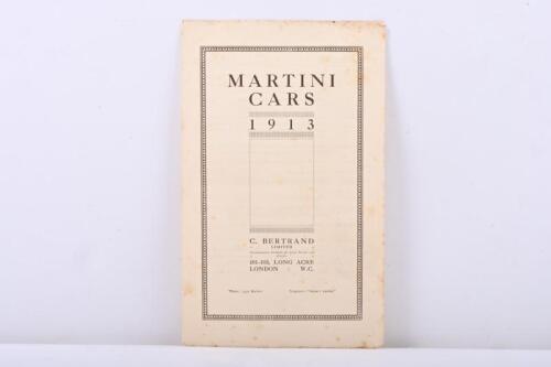 MARTINI CARS: An original 1913 'MARTINI CARS' Model Range Brochure