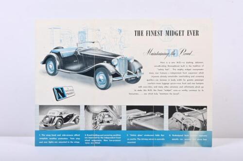 166 · MG: A single sheet, double sided 1950's MG TD sales brochure