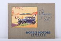 MORRIS: A MORRIS MOTORS LIMITED Programme for 1930 sales brochure. As issued for Tasmanian distributor 'A.G. WEBSTER & SONS LTD.'