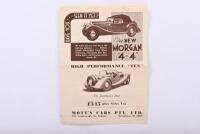 MORGAN: A 1937 Morgan 4-4 'HIGH PERFORMANCE' "TEN" sales brochure. As printed for MOTT'S CARS PTY. LTD, Sydney