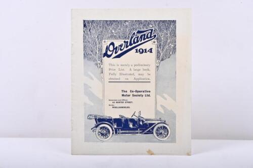 183 · OVERLAND: An Australian issued original 'Overland 1914' model range brochure as prepared for 'The Co-Operative Motor Society Ltd., Sydney'. Model 79 pictures