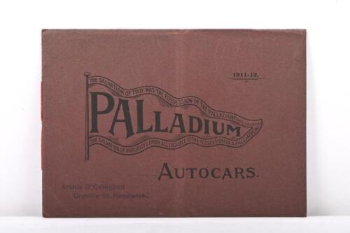 PALLADIUM: A 1911-12 PALLADIUM 12 page sales brochure. Separate model leaflets