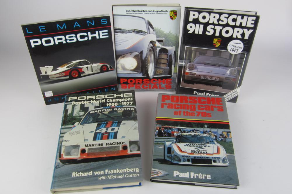 PORSCHE: Five hardcover books detailing Porsche racing and road car